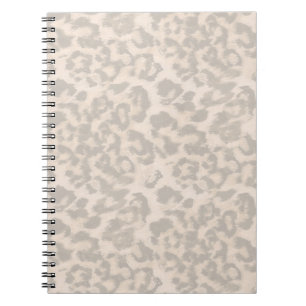 Caderno Espiral Impressão de leopardo bege.