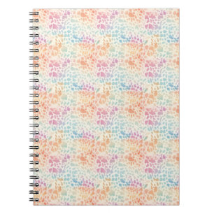 Caderno Espiral Impressão de leopardo em aquarela com arco-íris pa