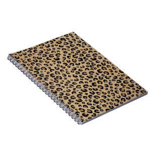 Caderno Espiral Impressão de Leopardo Negro brilhante Dourado Ele