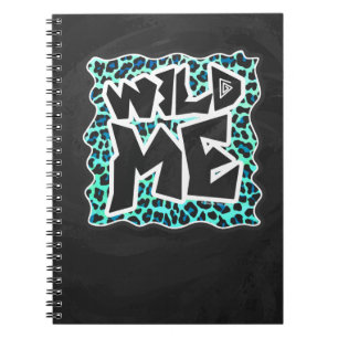 Caderno Espiral Impressão de Leopardo Negro e Teal