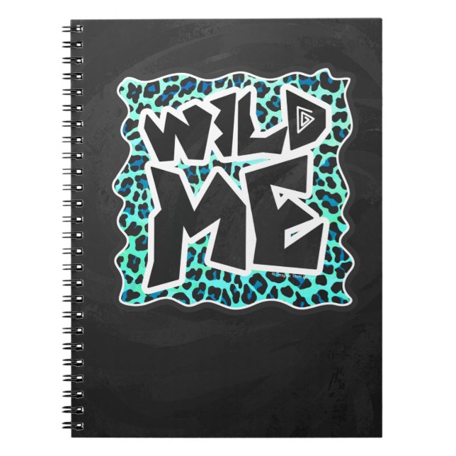 Caderno Espiral Impressão de Leopardo Negro e Teal (Frente)