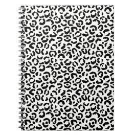 Caderno Espiral Impressão de Leopardo Preto Branco