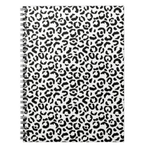 Caderno Espiral Impressão de Leopardo Preto Branco
