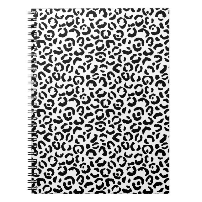 Caderno Espiral Impressão de Leopardo Preto Branco (Frente)