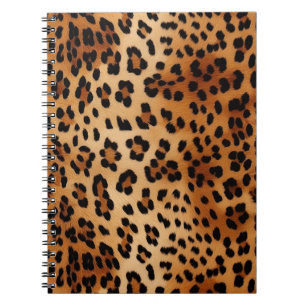 Caderno Espiral Impressão de Leopardo Preto-Castanho