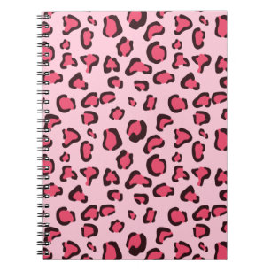 Caderno Espiral Impressão de leopardo rosa falsa