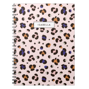 Caderno Espiral Impressão de leopardo rosa personalizada