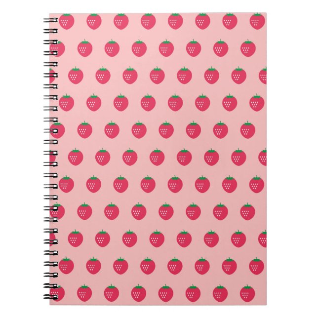 Caderno Espiral Impressão de morango (Frente)