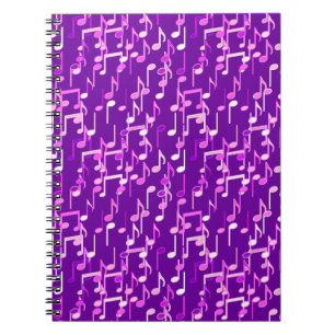 Caderno Espiral Impressão de Notas Musicais - violeta, roxo, múlti