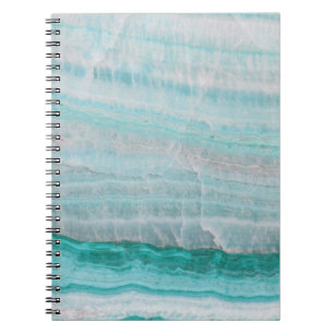 Caderno Espiral Impressão De Onda De Pedra Granita Turquesa