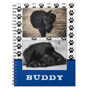 Caderno Espiral Impressão de Pata Azul Cão 2 Foto