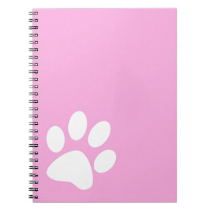 Caderno Espiral impressão de pata de animais rosa