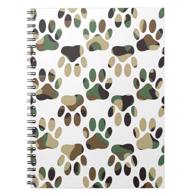 Caderno Espiral Impressão de Pata de Cachorro Padrão da Camo (Frente)