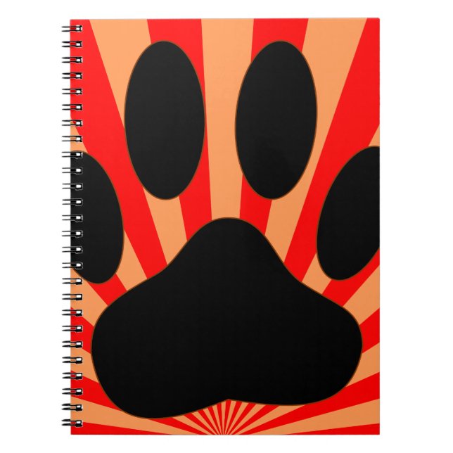 Caderno Espiral Impressão de Pata de Cachorro Radiante (Frente)