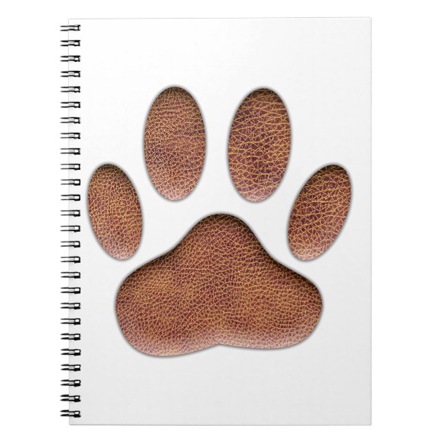 Caderno Espiral Impressão de Pata de Cão de Textura de Couro (Frente)