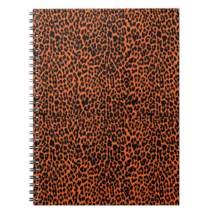Caderno Espiral Impressão de Pele de Leopardo Laranja
