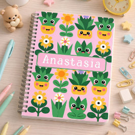 Caderno Espiral Impressão de planta em vaso personalizável fofa