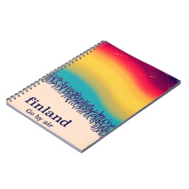 Caderno Espiral Impressão de pôster 'arco-íris' de férias retrô na