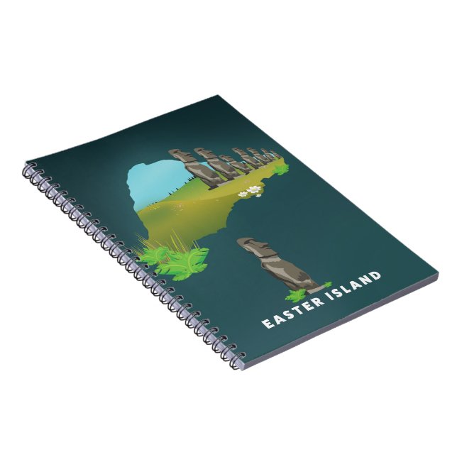 Caderno Espiral impressão de poster de viagens de Mapa Ilustrado d (Lado Direito)