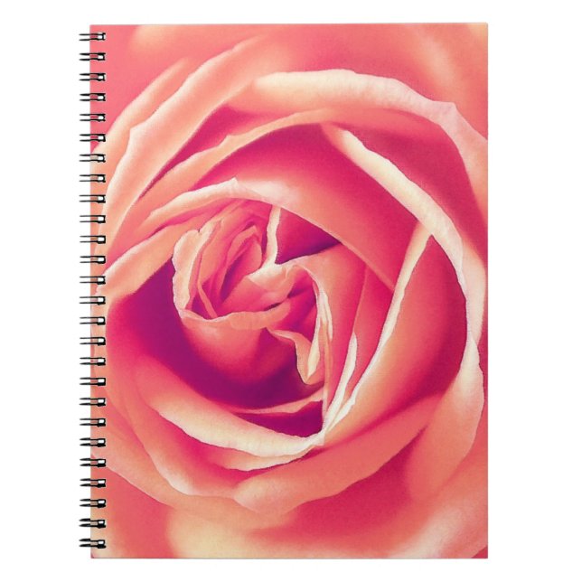 Caderno Espiral Impressão de rosa-rosa-coral (Frente)