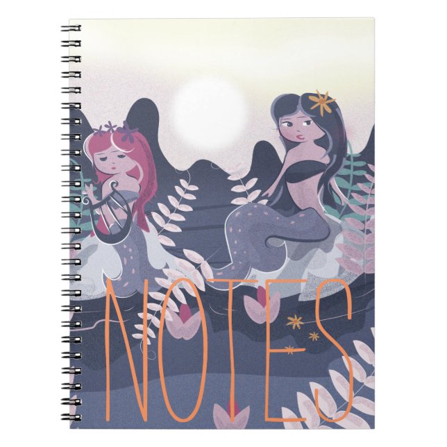 Caderno Espiral Impressão de Sereia Vintage (Frente)