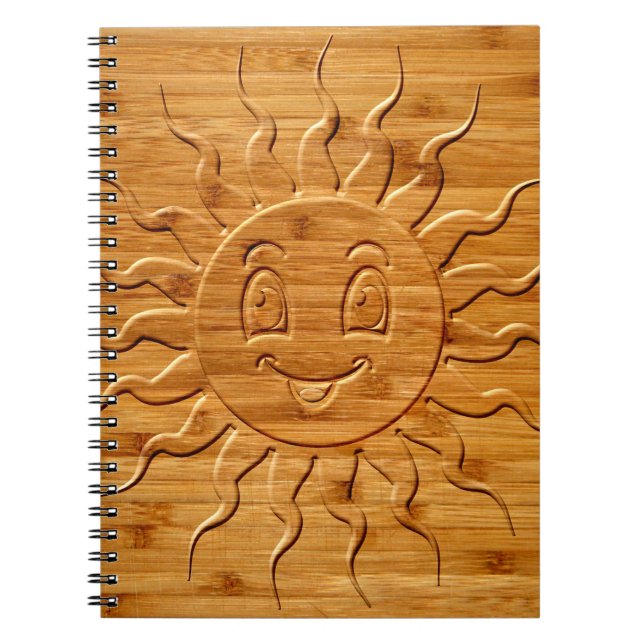 Caderno Espiral Impressão De Sorriso De Rosto Solar Esculpido Em M (Frente)