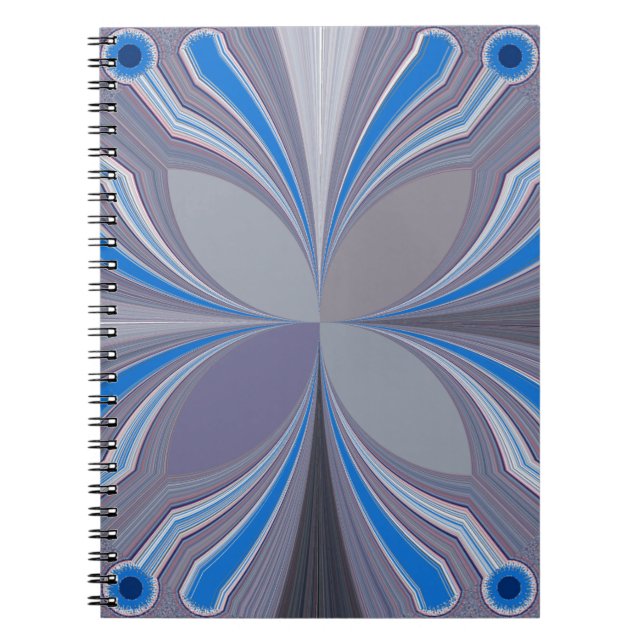 Caderno Espiral Impressão de Textura de Bolinhas de Cinza Azul (Frente)