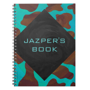 Caderno Espiral Impressão de vaca e castanho