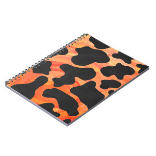 Caderno Espiral Impressão de Vaca Preta e Laranja