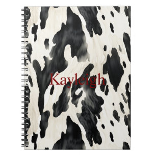 Caderno Espiral Impressão de Vaca Preta-fazenda