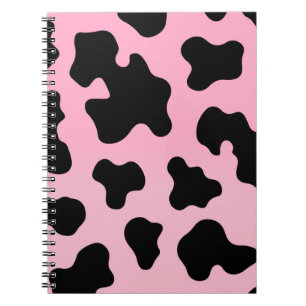 Caderno Espiral Impressão de Vaca Rosa e Preta Cowgirl Ocidental 