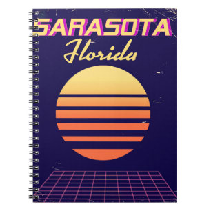 Caderno Espiral Impressão de viagem vintage de Sarasota Flórida an