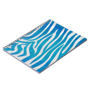Caderno Espiral Impressão de Zebra Azul e Branco
