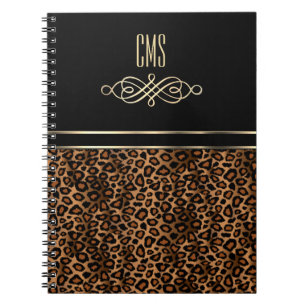 Caderno Espiral Impressão Decorânea sobre o Leopardo Monograma