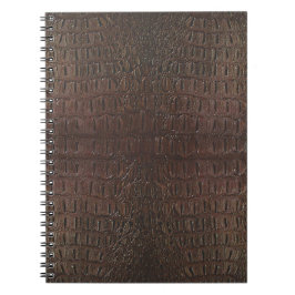 Caderno Espiral Impressão Digital de Pele de Jacaré Marrom