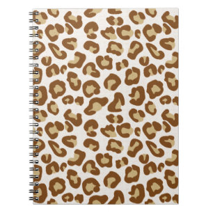 Caderno Espiral Impressão do Leopardo da Neve, bege, bronzeado e