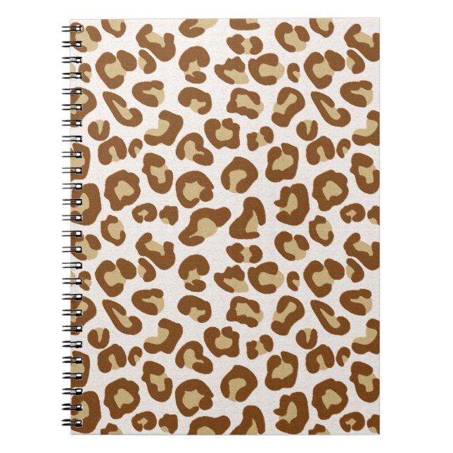 Caderno Espiral Impressão do Leopardo da Neve, bege, bronzeado e c (Frente)