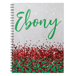 Caderno Espiral Impressão do Leopardo Festivo Feriado de Natal