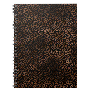 Caderno Espiral Impressão do Leopardo Preto Glam Brown