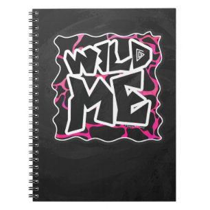 Caderno Espiral Impressão do rosa quente e do preto do girafa