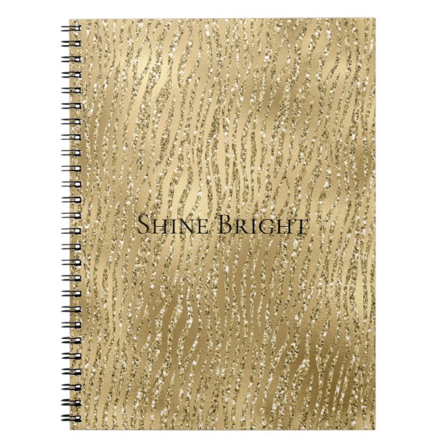 Caderno Espiral Impressão Dourada Glam Glitzy Glitter Zebra (Frente)