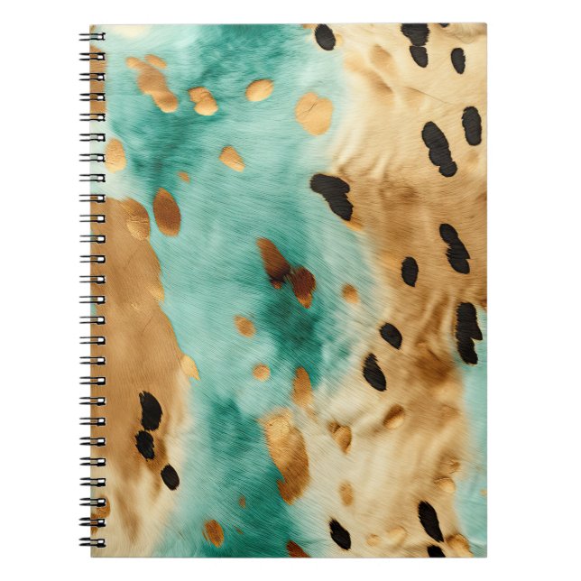 Caderno Espiral Impressão Dourada Turquesa Black Animal (Frente)