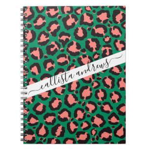 Caderno Espiral Impressão em animais de leopardo preto rosa-rosa m