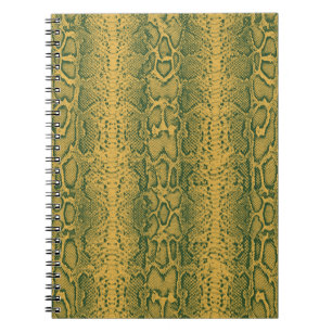 Caderno Espiral Impressão em animais de pele Cobra verde amarela