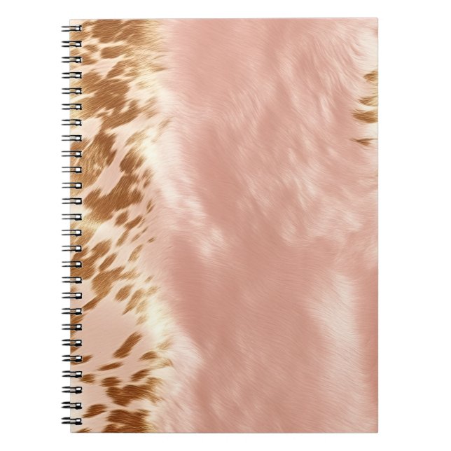 Caderno Espiral Impressão em animais de vaca rosa-claro (Frente)