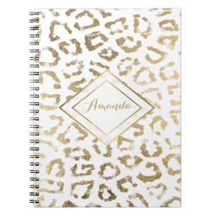 Caderno Espiral Impressão em animais-leopardo branco-feminino