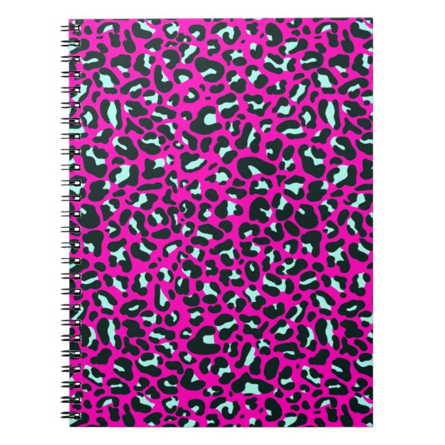 Caderno Espiral Impressão em animais Leopardo Cor-de-Rosa Moderna (Frente)