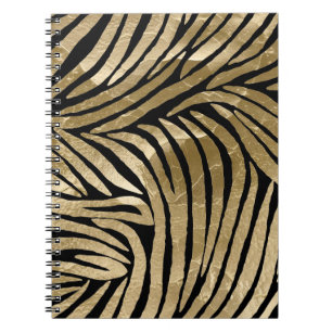 Caderno Espiral Impressão em preto e Dourado Glam Zebra
