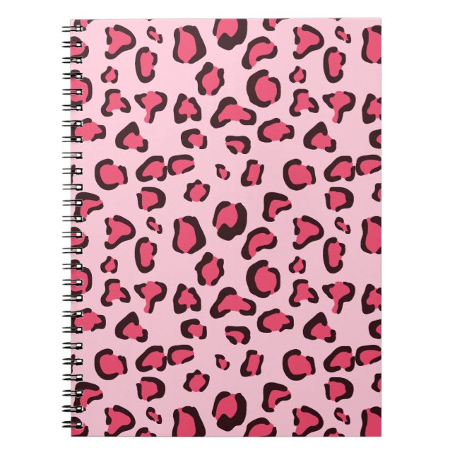 Caderno Espiral Impressão falsa rosa-leopardo (Frente)
