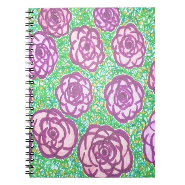 Caderno Espiral Impressão Floral de Rosa de pré-disquete (Frente)